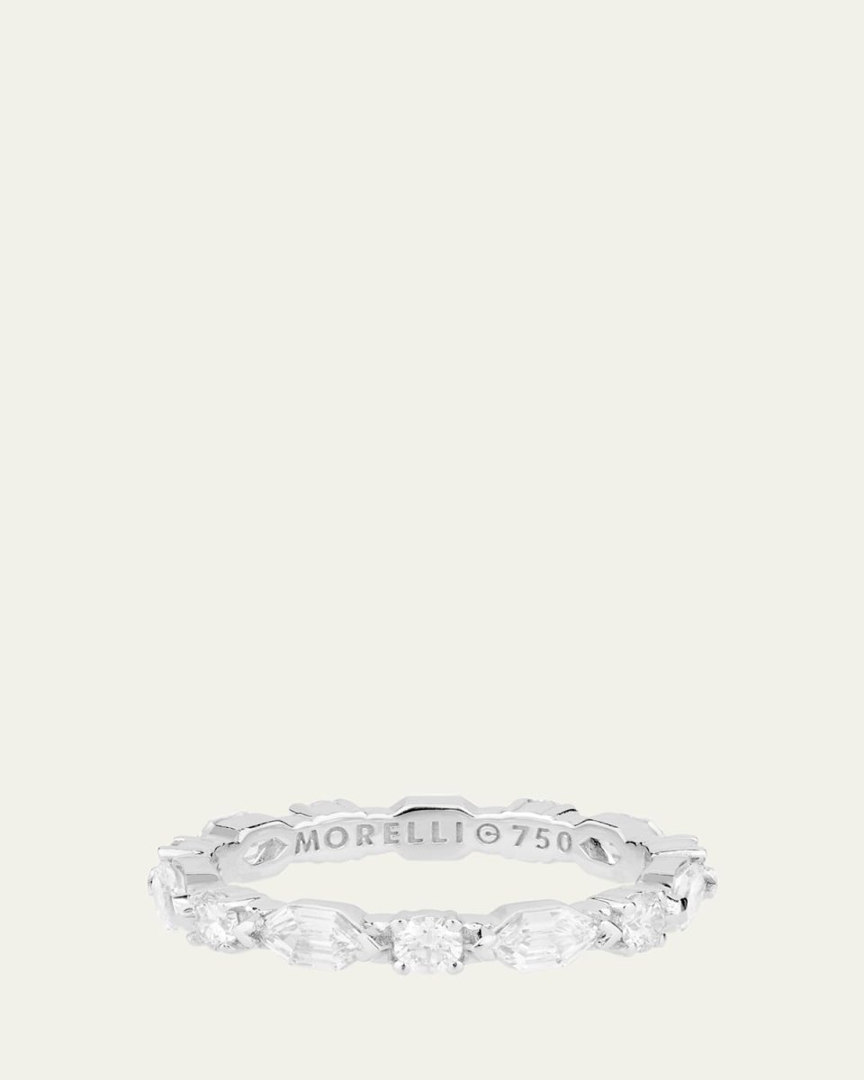 18K White Gold Elongated Hexagonal Diamond Ring